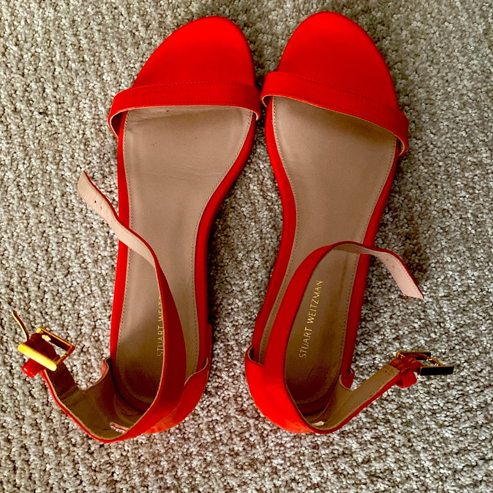Stuart Weitzman sandle rich orange-red color